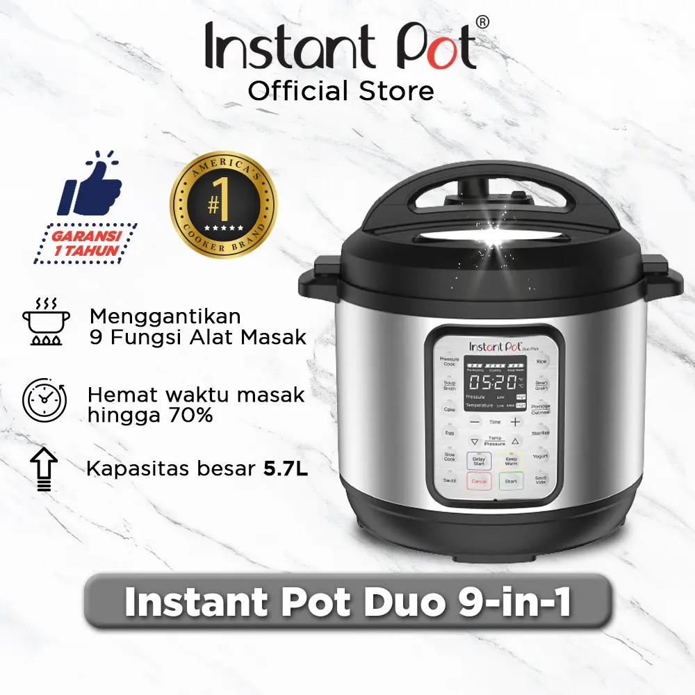 Instant Pot Duo Plus 9-In-1 Smart Multi Cooker Alat Masak Serbaguna