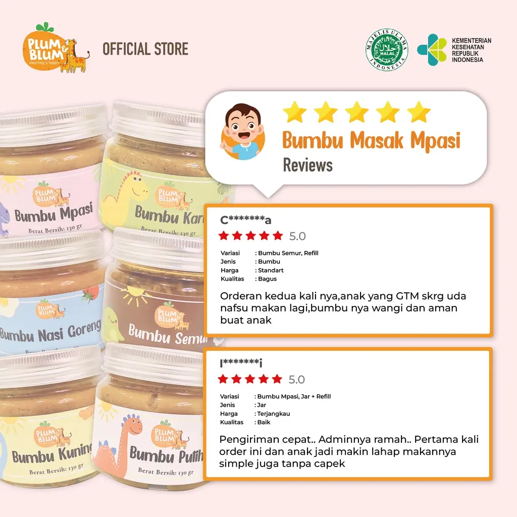 Plum & Blum Bumbu Masak Mpasi Bumbu Basah Alami Serbaguna No MSG 1GR